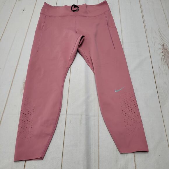 Nike epic Luxe pink running leggings mid rise perforated drawstring smokey mauve - Picture 1 of 10